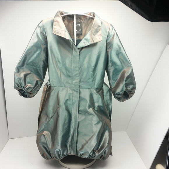 Metallic Jacket Bubble Coat Chameleon Shiny Dress - Picture 2 of 6